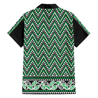 New Zealand Maori Niho Taniwha Family Matching Off Shoulder Short Dress and Hawaiian Shirt Kakariki Mangopare and Puhoro Pattern LT9 - Polynesian Pride