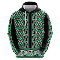 New Zealand Maori Niho Taniwha Hoodie Kakariki Mangopare and Puhoro Pattern