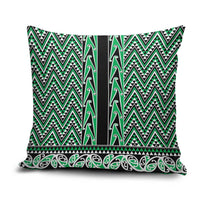 New Zealand Maori Niho Taniwha Pillow Cover Kakariki Mangopare and Puhoro Pattern - Polynesian Pride