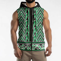 New Zealand Maori Niho Taniwha Sleeveless Zip Hoodie Kakariki Mangopare and Puhoro Pattern - Polynesian Pride
