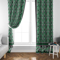 New Zealand Maori Niho Taniwha Window Curtain Kakariki Mangopare and Puhoro Pattern