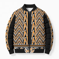 New Zealand Maori Niho Taniwha Bomber Puffer Jacket Karaka Mangopare and Puhoro Pattern - Polynesian Pride