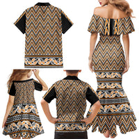 New Zealand Maori Niho Taniwha Family Matching Mermaid Dress and Hawaiian Shirt Karaka Mangopare and Puhoro Pattern LT9 - Polynesian Pride