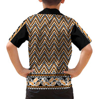 New Zealand Maori Niho Taniwha Family Matching Off Shoulder Short Dress and Hawaiian Shirt Karaka Mangopare and Puhoro Pattern LT9 - Polynesian Pride