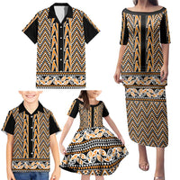 New Zealand Maori Niho Taniwha Family Matching Puletasi and Hawaiian Shirt Karaka Mangopare and Puhoro Pattern LT9 - Polynesian Pride