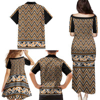 New Zealand Maori Niho Taniwha Family Matching Puletasi and Hawaiian Shirt Karaka Mangopare and Puhoro Pattern LT9 - Polynesian Pride