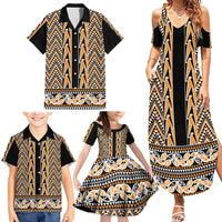 New Zealand Maori Niho Taniwha Family Matching Summer Maxi Dress and Hawaiian Shirt Karaka Mangopare and Puhoro Pattern LT9 - Polynesian Pride