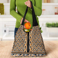 New Zealand Maori Niho Taniwha Grocery Bag Karaka Mangopare and Puhoro Pattern