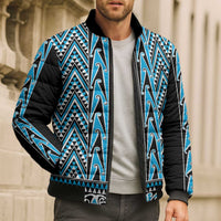New Zealand Maori Niho Taniwha Bomber Puffer Jacket Kikorangi Mangopare and Puhoro Pattern - Polynesian Pride