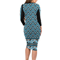 New Zealand Maori Niho Taniwha Family Matching Long Sleeve Bodycon Dress and Hawaiian Shirt Kikorangi Mangopare and Puhoro Pattern LT9 - Polynesian Pride