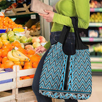 New Zealand Maori Niho Taniwha Grocery Bag Kikorangi Mangopare and Puhoro Pattern