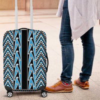 New Zealand Maori Niho Taniwha Luggage Cover Kikorangi Mangopare and Puhoro Pattern