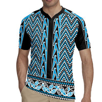 New Zealand Maori Niho Taniwha Rugby Jersey Kikorangi Mangopare and Puhoro Pattern