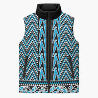New Zealand Maori Niho Taniwha Sleeveless Puffer Jacket Kikorangi Mangopare and Puhoro Pattern - Polynesian Pride