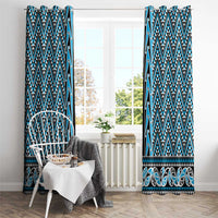 New Zealand Maori Niho Taniwha Window Curtain Kikorangi Mangopare and Puhoro Pattern