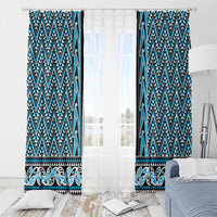 New Zealand Maori Niho Taniwha Window Curtain Kikorangi Mangopare and Puhoro Pattern