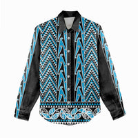 New Zealand Maori Niho Taniwha Women Casual Shirt Kikorangi Mangopare and Puhoro Pattern