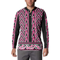 New Zealand Maori Niho Taniwha Button Sweatshirt Mawhero Mangopare and Puhoro Pattern