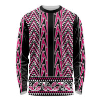New Zealand Maori Niho Taniwha Long Sleeve Shirt Mawhero Mangopare and Puhoro Pattern