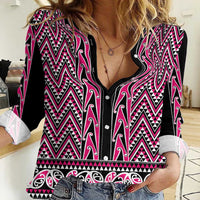 New Zealand Maori Niho Taniwha Women Casual Shirt Mawhero Mangopare and Puhoro Pattern