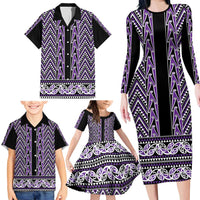 New Zealand Maori Niho Taniwha Family Matching Long Sleeve Bodycon Dress and Hawaiian Shirt Waiporopo Mangopare and Puhoro Pattern