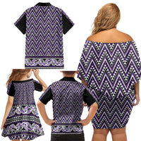 New Zealand Maori Niho Taniwha Family Matching Off Shoulder Short Dress and Hawaiian Shirt Waiporopo Mangopare and Puhoro Pattern LT9 - Polynesian Pride