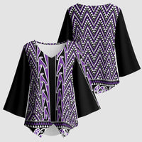 New Zealand Maori Niho Taniwha Kimono Sleeve Blouse Waiporopo Mangopare and Puhoro Pattern - Polynesian Pride