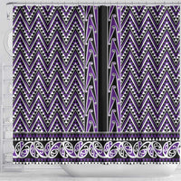 New Zealand Maori Niho Taniwha Shower Curtain Waiporopo Mangopare and Puhoro Pattern