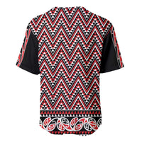 New Zealand Maori Niho Taniwha Baseball Jersey Whero Mangopare and Puhoro Pattern