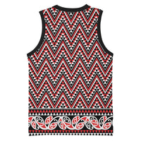 New Zealand Maori Niho Taniwha Basketball Jersey Whero Mangopare and Puhoro Pattern - Polynesian Pride