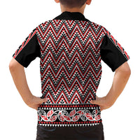 New Zealand Maori Niho Taniwha Family Matching Off Shoulder Short Dress and Hawaiian Shirt Whero Mangopare and Puhoro Pattern LT9 - Polynesian Pride