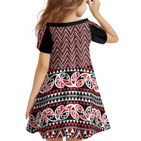 New Zealand Maori Niho Taniwha Family Matching Summer Maxi Dress and Hawaiian Shirt Whero Mangopare and Puhoro Pattern LT9 - Polynesian Pride