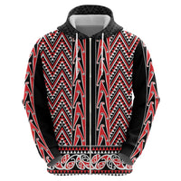 New Zealand Maori Niho Taniwha Hoodie Whero Mangopare and Puhoro Pattern