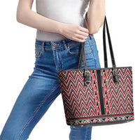 New Zealand Maori Niho Taniwha Leather Tote Bag Whero Mangopare and Puhoro Pattern