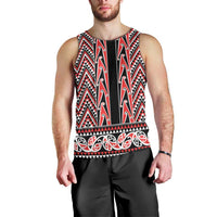 New Zealand Maori Niho Taniwha Men Tank Top Whero Mangopare and Puhoro Pattern