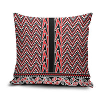 New Zealand Maori Niho Taniwha Pillow Cover Whero Mangopare and Puhoro Pattern - Polynesian Pride