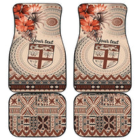 Vintage Bula Fiji Personalised Car Mats Beige Hibiscus Tapa Pattern