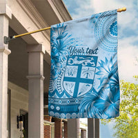 Vintage Bula Fiji Personalised Garden Flag Blue Hibiscus Tapa Pattern LT9