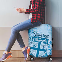 Vintage Bula Fiji Personalised Luggage Cover Blue Hibiscus Tapa Pattern LT9