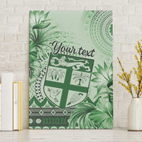 Vintage Bula Fiji Personalised Canvas Wall Art Green Hibiscus Tapa Pattern LT9