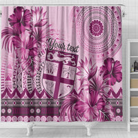 Vintage Bula Fiji Personalised Shower Curtain Pink Hibiscus Tapa Pattern LT9
