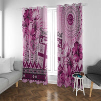 Vintage Bula Fiji Personalised Window Curtain Pink Hibiscus Tapa Pattern LT9