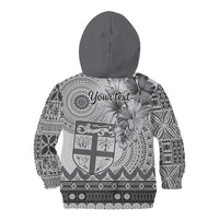 Vintage Bula Fiji Personalised Kid Hoodie Beige Hibiscus Tapa Pattern