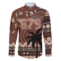 Personalised Bula Fiji 679 Family Matching Mermaid Dress and Hawaiian Shirt Fijian Tagimoucia Masi Tapa Art LT9 Dad's Shirt - Long Sleeve Brown - Polynesian Pride