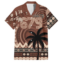 Personalised Bula Fiji 679 Family Matching Short Sleeve Bodycon Dress and Hawaiian Shirt Fijian Tagimoucia Masi Tapa Art LT9 Dad's Shirt - Short Sleeve Brown - Polynesian Pride