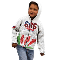 Personalised Samoa 685 Kid Hoodie Teuila Flower With White Samoan Tattoo