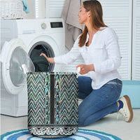 New Zealand Maori Niho Taniwha Laundry Basket Papua Shell - Mangopare Puhoro Pattern