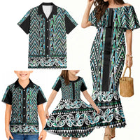 New Zealand Maori Niho Taniwha Family Matching Mermaid Dress and Hawaiian Shirt Papua Shell - Mangopare Puhoro Pattern LT9 - Polynesian Pride