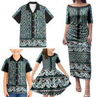 New Zealand Maori Niho Taniwha Family Matching Puletasi and Hawaiian Shirt Papua Shell - Mangopare Puhoro Pattern LT9 - Polynesian Pride