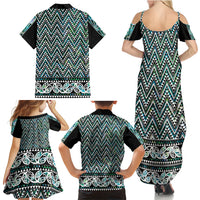 New Zealand Maori Niho Taniwha Family Matching Summer Maxi Dress and Hawaiian Shirt Papua Shell - Mangopare Puhoro Pattern